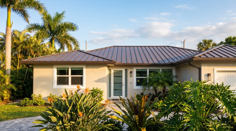 Una casa del sur de la Florida con techo de metal nuevo
