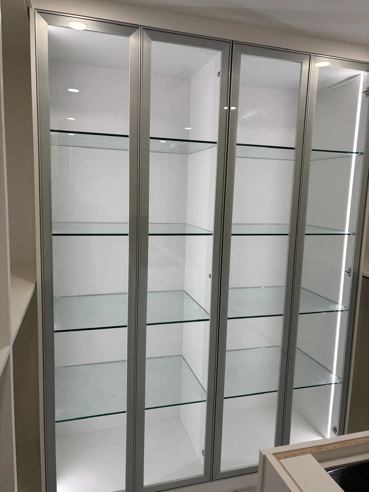 Lit glass-door closet cabinets